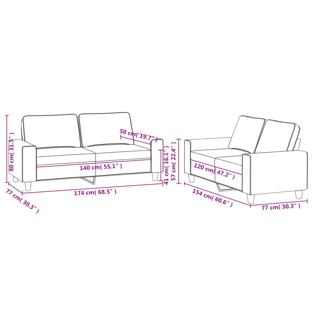 2-delige Loungeset stof lichtgrijs is nu te koop bij PeponiXL, paradijselijk wonen!
