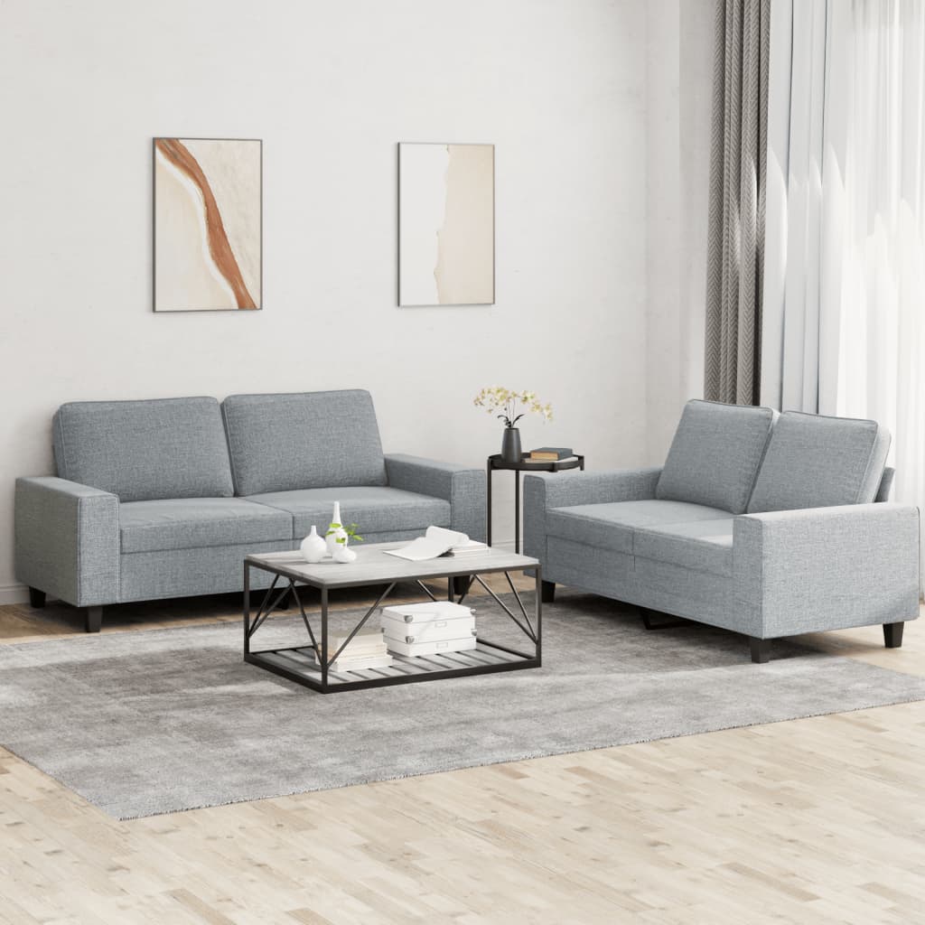 2-delige Loungeset stof lichtgrijs is nu te koop bij PeponiXL, paradijselijk wonen!