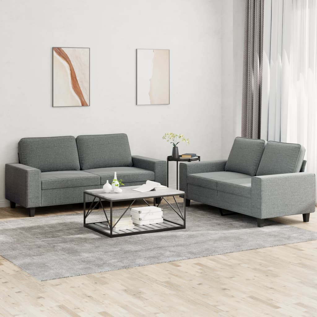 2-delige Loungeset stof donkergrijs is nu te koop bij PeponiXL, paradijselijk wonen!