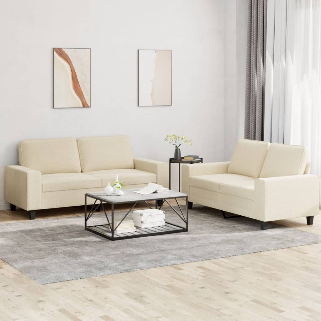 2-delige Loungeset stof crèmekleurig is nu te koop bij PeponiXL, paradijselijk wonen!
