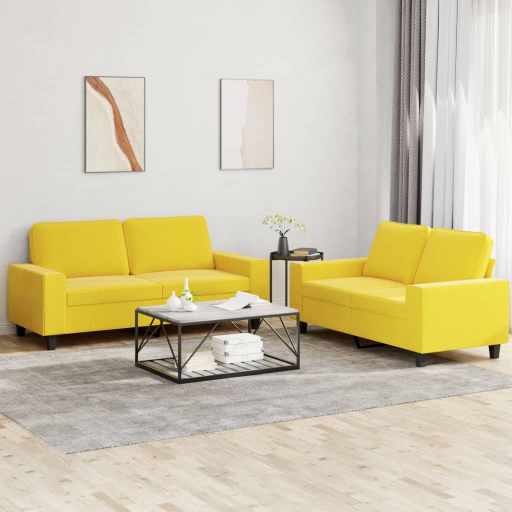 2-delige Loungeset stof lichtgeel is nu te koop bij PeponiXL, paradijselijk wonen!