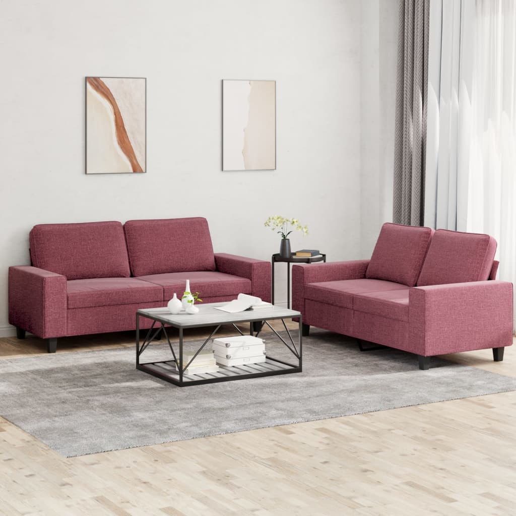 2-delige Loungeset stof wijnrood is nu te koop bij PeponiXL, paradijselijk wonen!