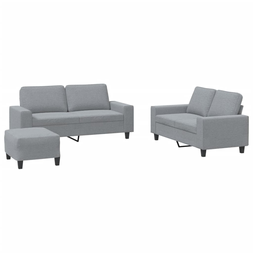 3-delige Loungeset stof lichtgrijs is nu te koop bij PeponiXL, paradijselijk wonen!