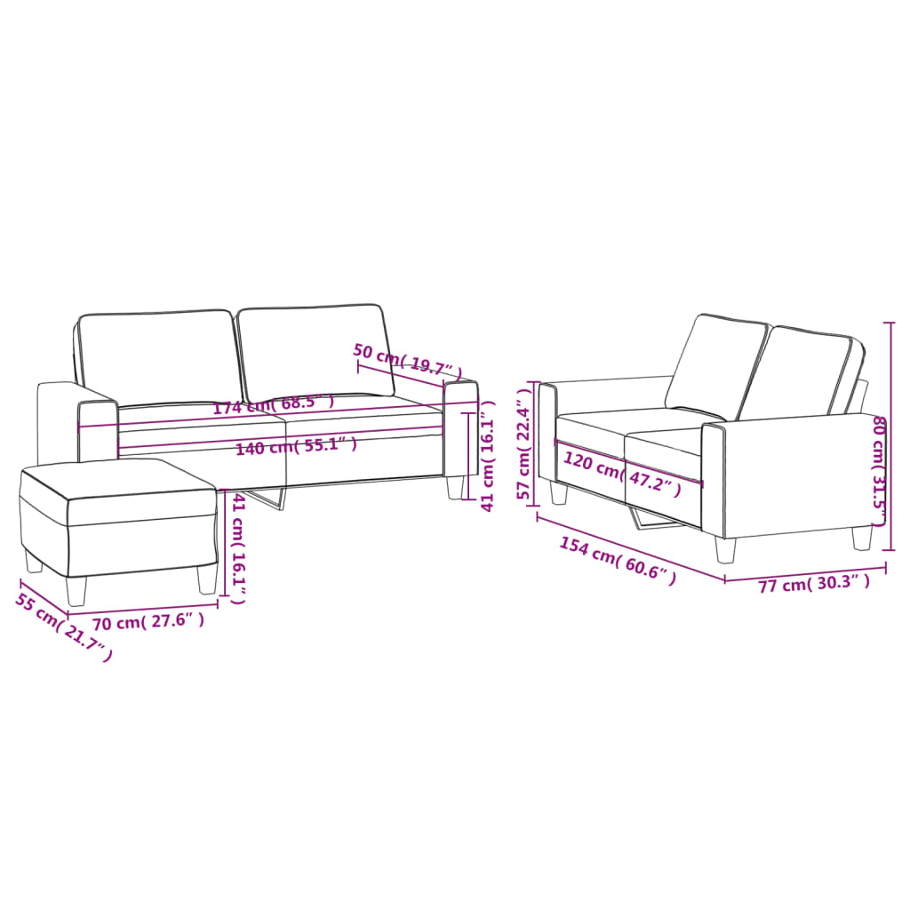 3-delige Loungeset stof lichtgrijs is nu te koop bij PeponiXL, paradijselijk wonen!