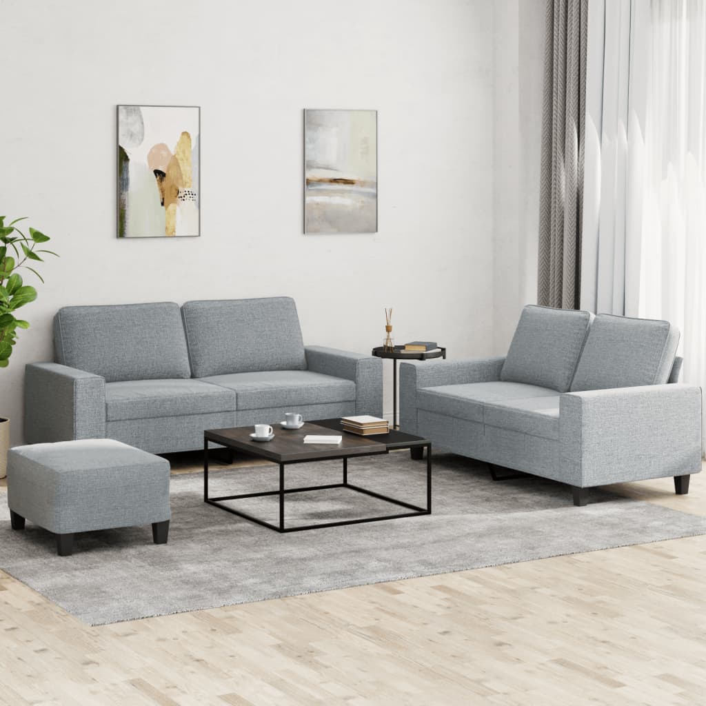 3-delige Loungeset stof lichtgrijs is nu te koop bij PeponiXL, paradijselijk wonen!
