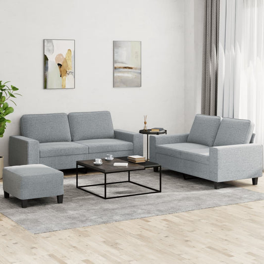 3-delige Loungeset stof lichtgrijs is nu te koop bij PeponiXL, paradijselijk wonen!
