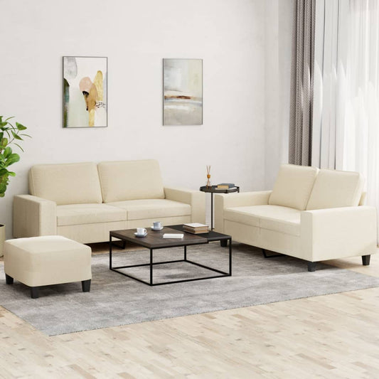 3-delige Loungeset stof crèmekleurig is nu te koop bij PeponiXL, paradijselijk wonen!