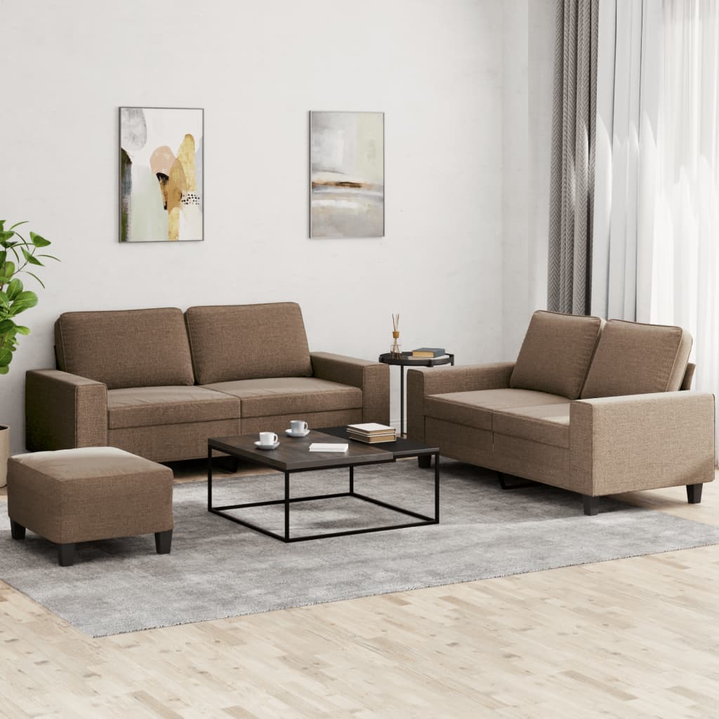 3-delige Loungeset stof bruin is nu te koop bij PeponiXL, paradijselijk wonen!