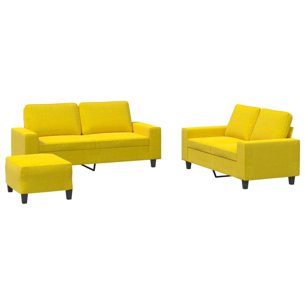 3-delige Loungeset stof lichtgeel is nu te koop bij PeponiXL, paradijselijk wonen!