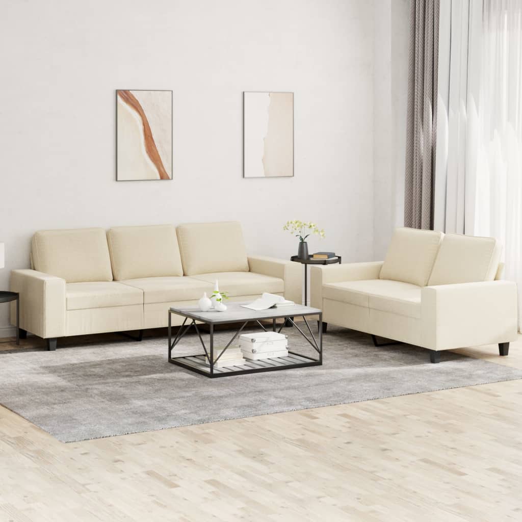 2-delige Loungeset stof crèmekleurig is nu te koop bij PeponiXL, paradijselijk wonen!