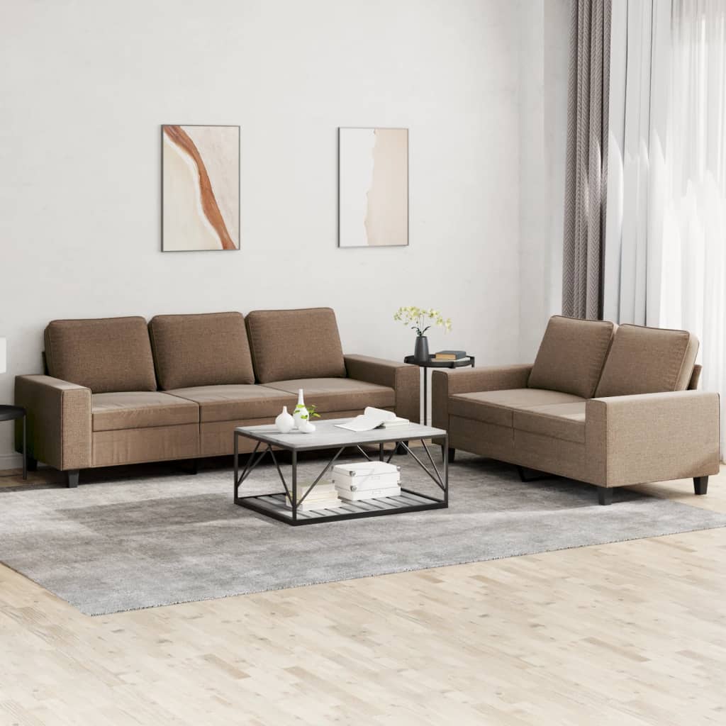 2-delige Loungeset stof bruin is nu te koop bij PeponiXL, paradijselijk wonen!