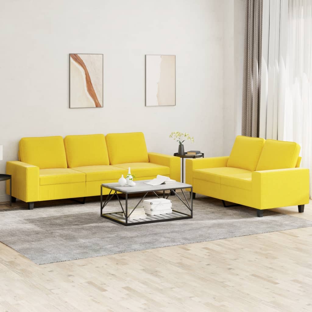 2-delige Loungeset stof lichtgeel is nu te koop bij PeponiXL, paradijselijk wonen!