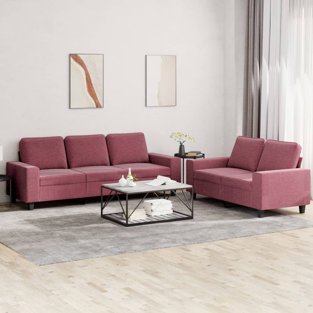 2-delige Loungeset stof wijnrood is nu te koop bij PeponiXL, paradijselijk wonen!
