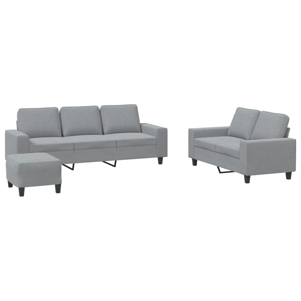 3-delige Loungeset stof lichtgrijs is nu te koop bij PeponiXL, paradijselijk wonen!