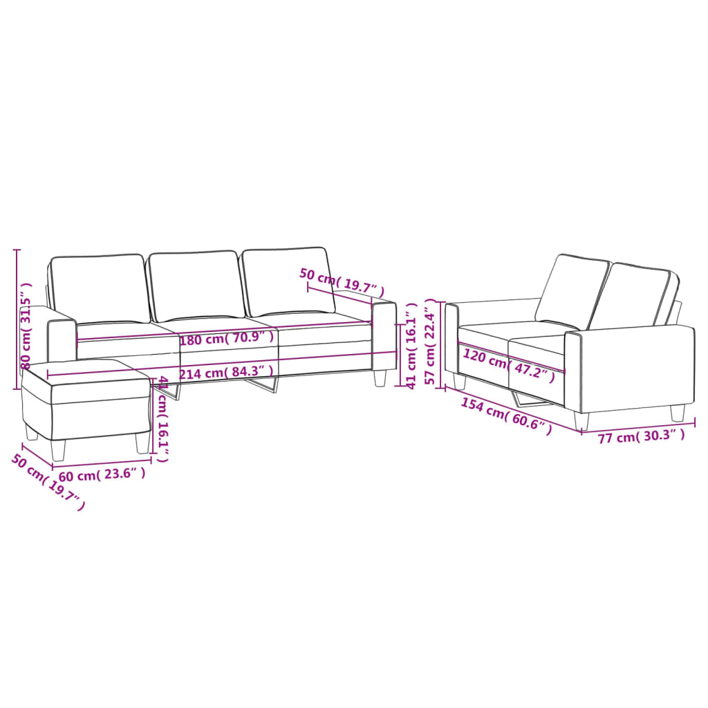 3-delige Loungeset stof lichtgrijs is nu te koop bij PeponiXL, paradijselijk wonen!