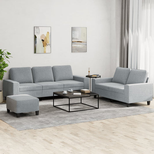 3-delige Loungeset stof lichtgrijs is nu te koop bij PeponiXL, paradijselijk wonen!