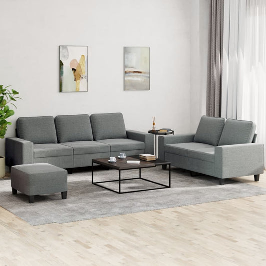 3-delige Loungeset stof donkergrijs is nu te koop bij PeponiXL, paradijselijk wonen!