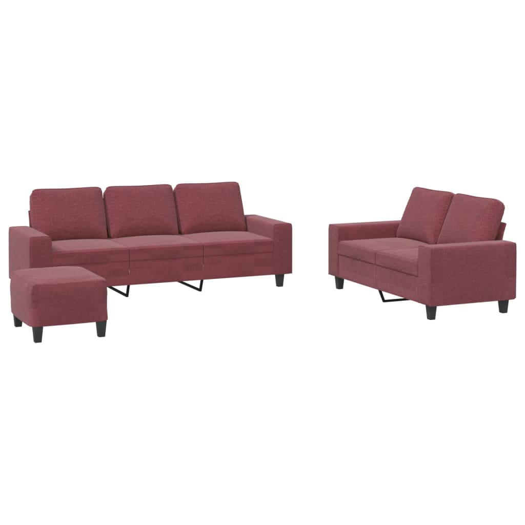 3-delige Loungeset stof wijnrood is nu te koop bij PeponiXL, paradijselijk wonen!
