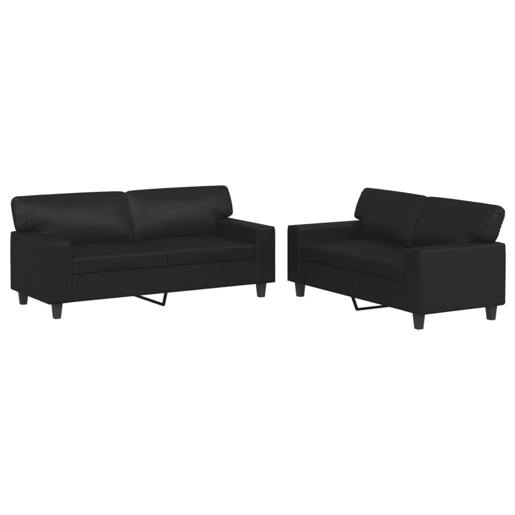 2-delige Loungeset kunstleer zwart is nu te koop bij PeponiXL, paradijselijk wonen!