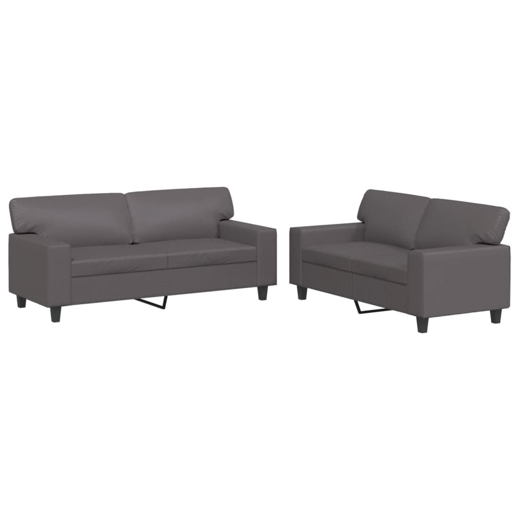 2-delige Loungeset kunstleer grijs is nu te koop bij PeponiXL, paradijselijk wonen!