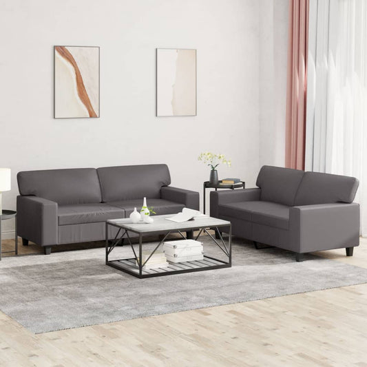 2-delige Loungeset kunstleer grijs is nu te koop bij PeponiXL, paradijselijk wonen!