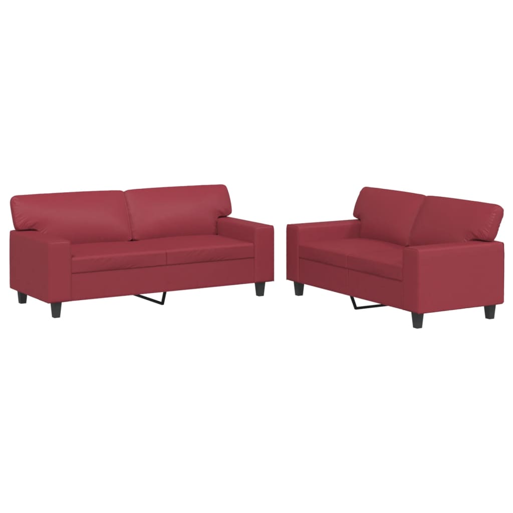 2-delige Loungeset kunstleer wijnrood is nu te koop bij PeponiXL, paradijselijk wonen!