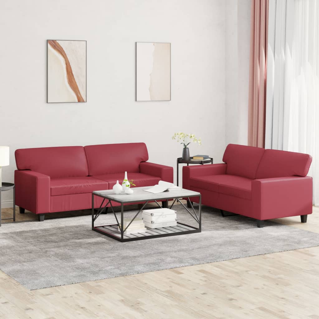 2-delige Loungeset kunstleer wijnrood is nu te koop bij PeponiXL, paradijselijk wonen!