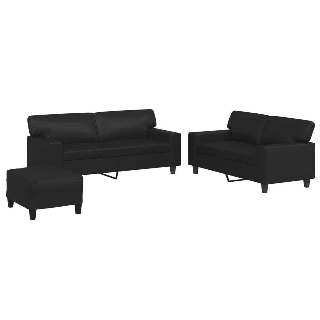3-delige Loungeset kunstleer zwart is nu te koop bij PeponiXL, paradijselijk wonen!