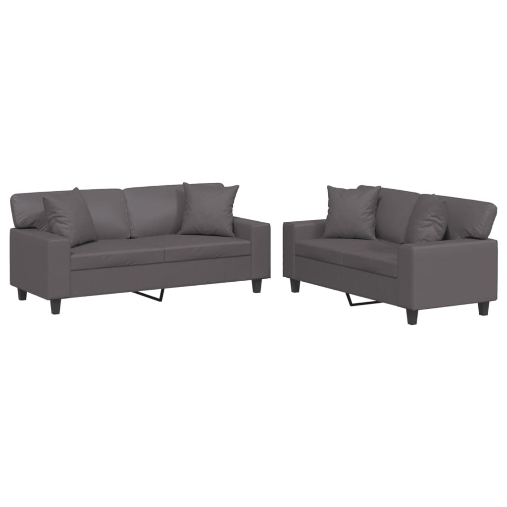 2-delige Loungeset met kussens kunstleer grijs is nu te koop bij PeponiXL, paradijselijk wonen!
