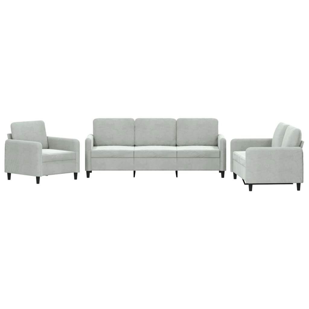 3-delige Loungeset fluweel lichtgrijs is nu te koop bij PeponiXL, paradijselijk wonen!