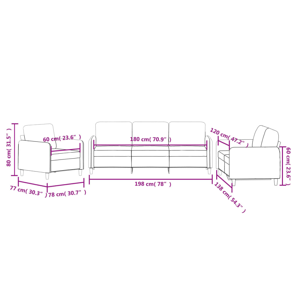 3-delige Loungeset fluweel lichtgrijs is nu te koop bij PeponiXL, paradijselijk wonen!