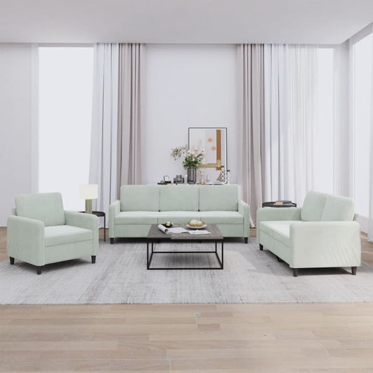 3-delige Loungeset fluweel lichtgrijs is nu te koop bij PeponiXL, paradijselijk wonen!