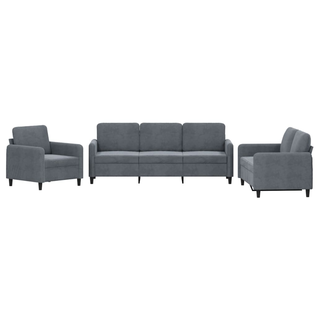 3-delige Loungeset fluweel donkergrijs is nu te koop bij PeponiXL, paradijselijk wonen!