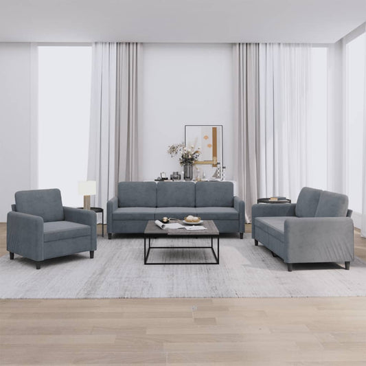 3-delige Loungeset fluweel donkergrijs is nu te koop bij PeponiXL, paradijselijk wonen!