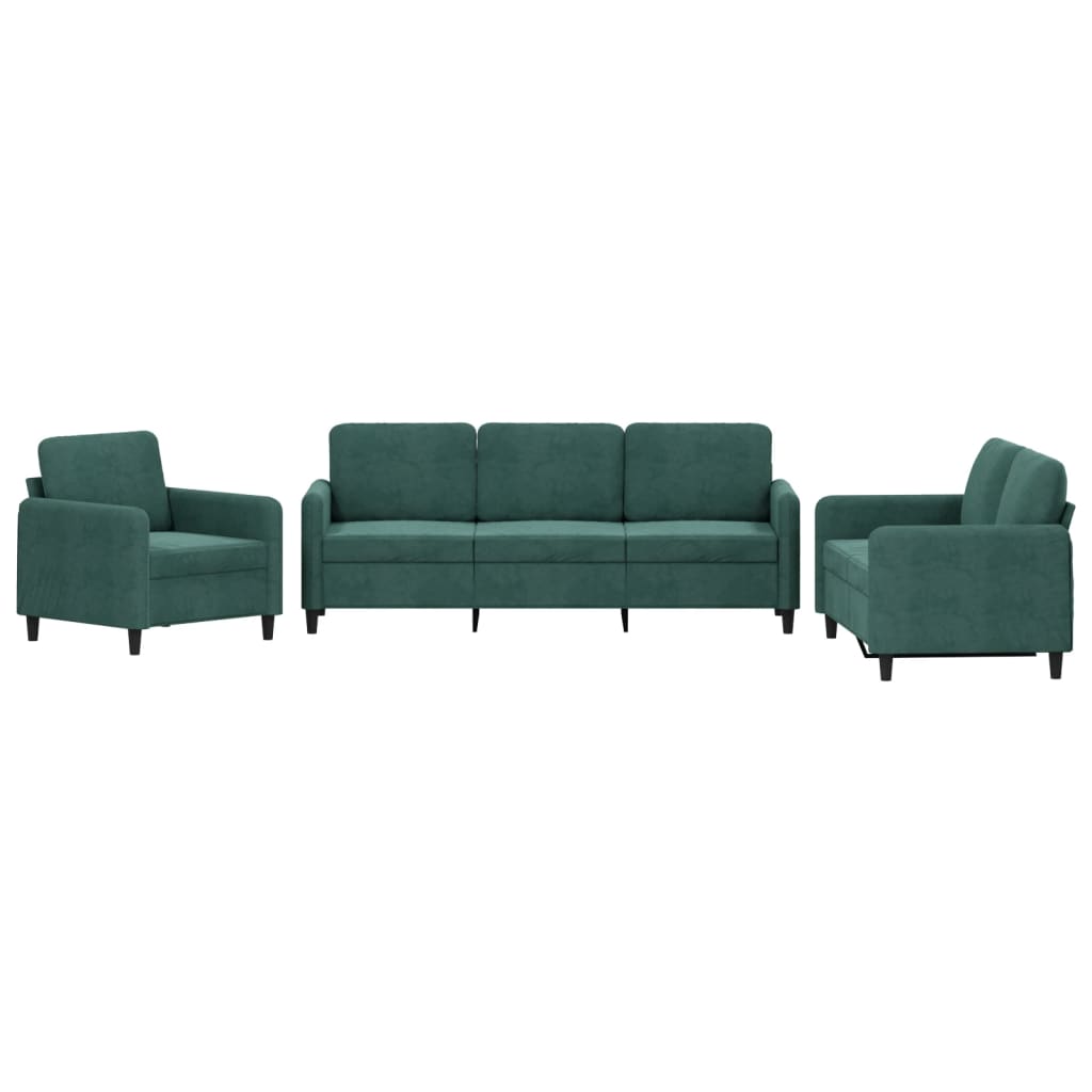 3-delige Loungeset fluweel donkergroen is nu te koop bij PeponiXL, paradijselijk wonen!