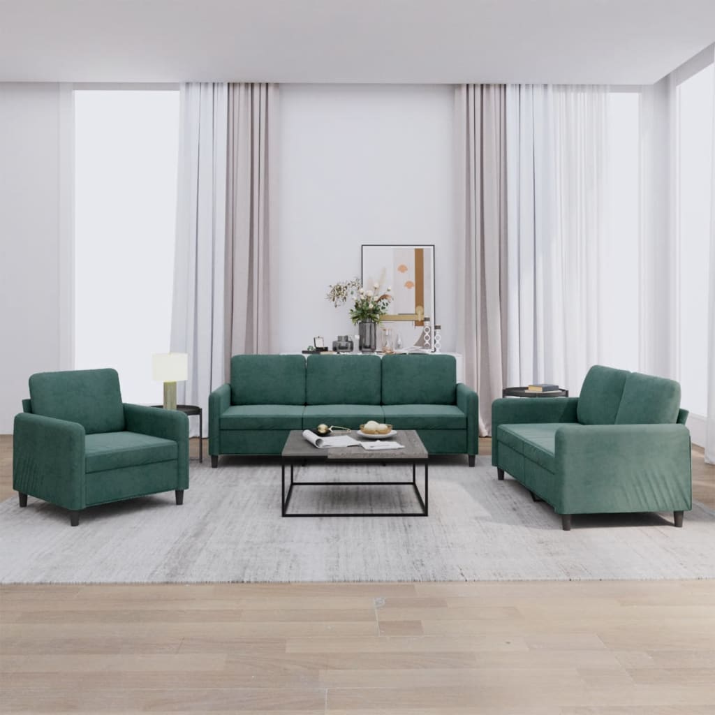 3-delige Loungeset fluweel donkergroen is nu te koop bij PeponiXL, paradijselijk wonen!