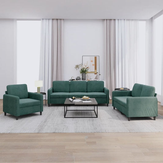 3-delige Loungeset fluweel donkergroen is nu te koop bij PeponiXL, paradijselijk wonen!