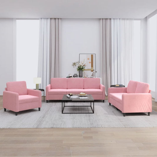 3-delige Loungeset fluweel roze is nu te koop bij PeponiXL, paradijselijk wonen!