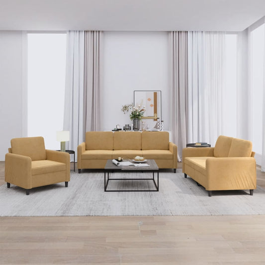 3-delige Loungeset fluweel bruin is nu te koop bij PeponiXL, paradijselijk wonen!