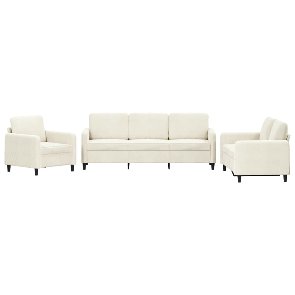 3-delige Loungeset fluweel crèmekleurig is nu te koop bij PeponiXL, paradijselijk wonen!