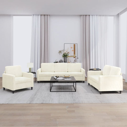 3-delige Loungeset fluweel crèmekleurig is nu te koop bij PeponiXL, paradijselijk wonen!