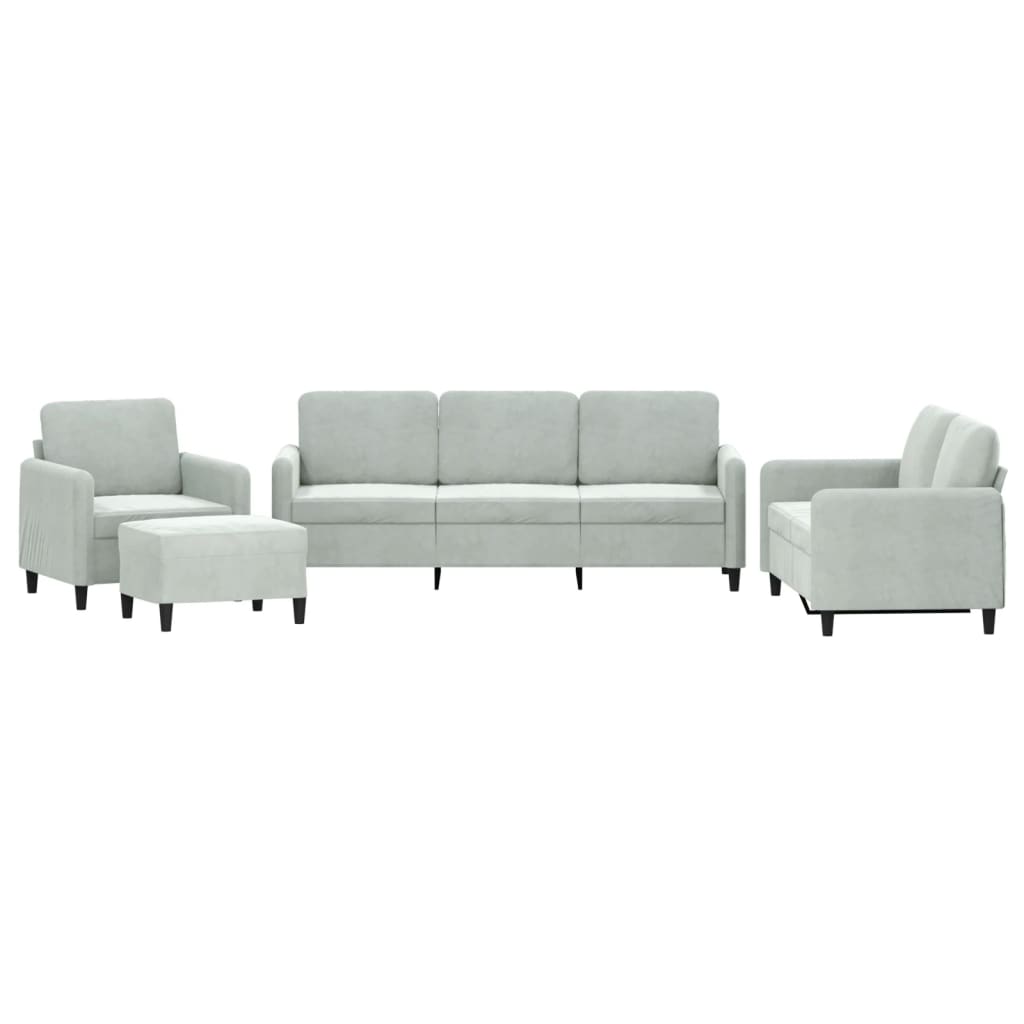 4-delige Loungeset fluweel lichtgrijs is nu te koop bij PeponiXL, paradijselijk wonen!