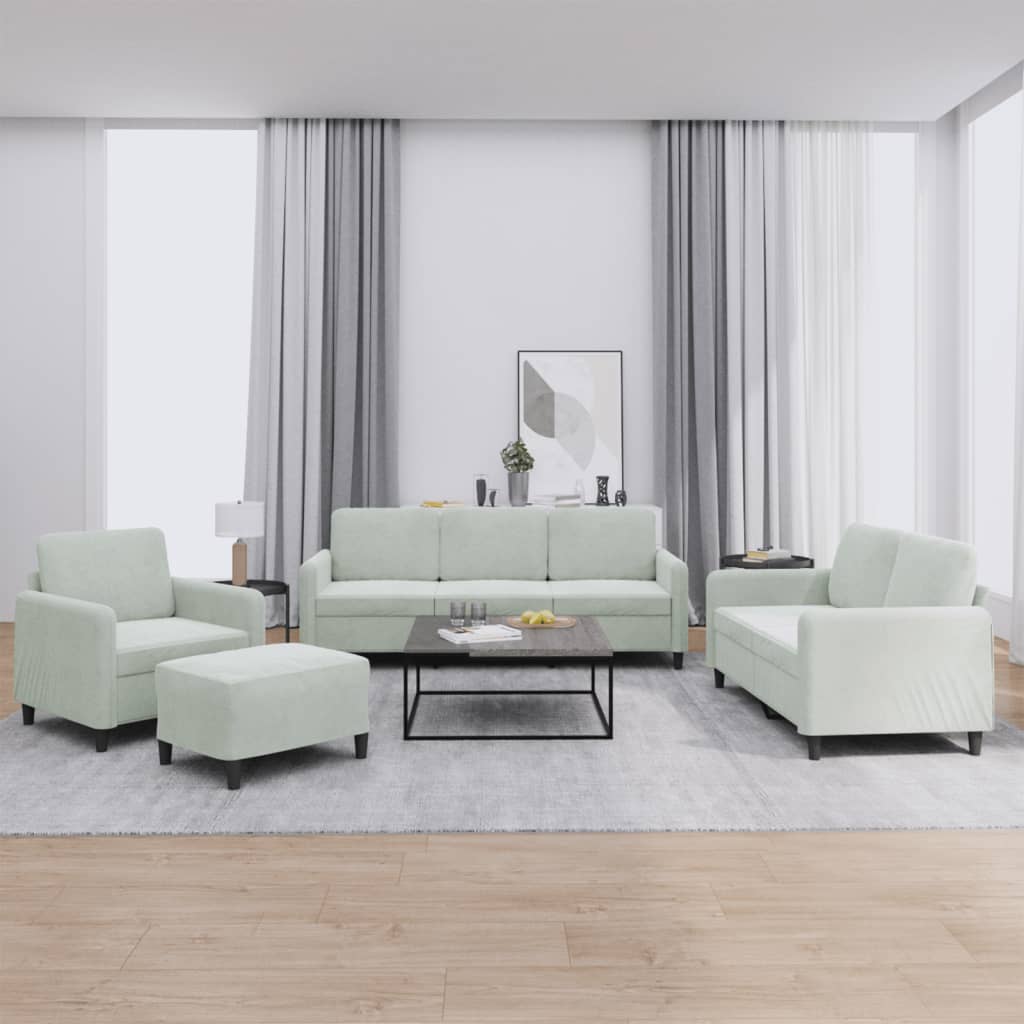4-delige Loungeset fluweel lichtgrijs is nu te koop bij PeponiXL, paradijselijk wonen!