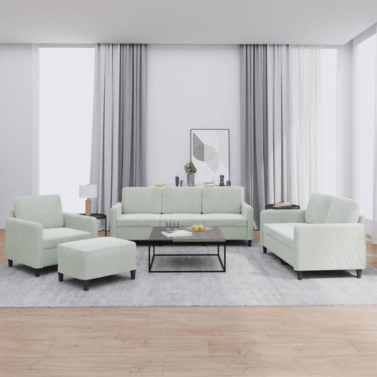 4-delige Loungeset fluweel lichtgrijs is nu te koop bij PeponiXL, paradijselijk wonen!