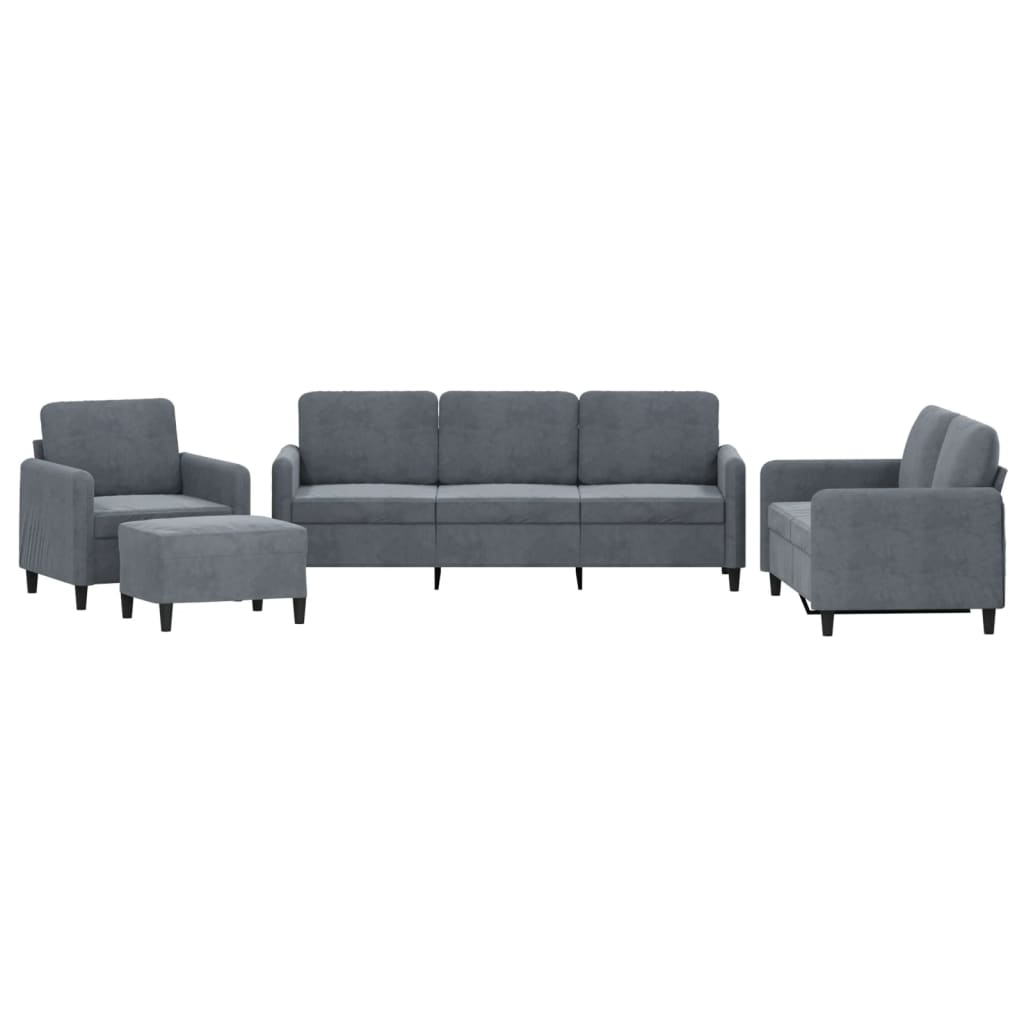 4-delige Loungeset fluweel donkergrijs is nu te koop bij PeponiXL, paradijselijk wonen!
