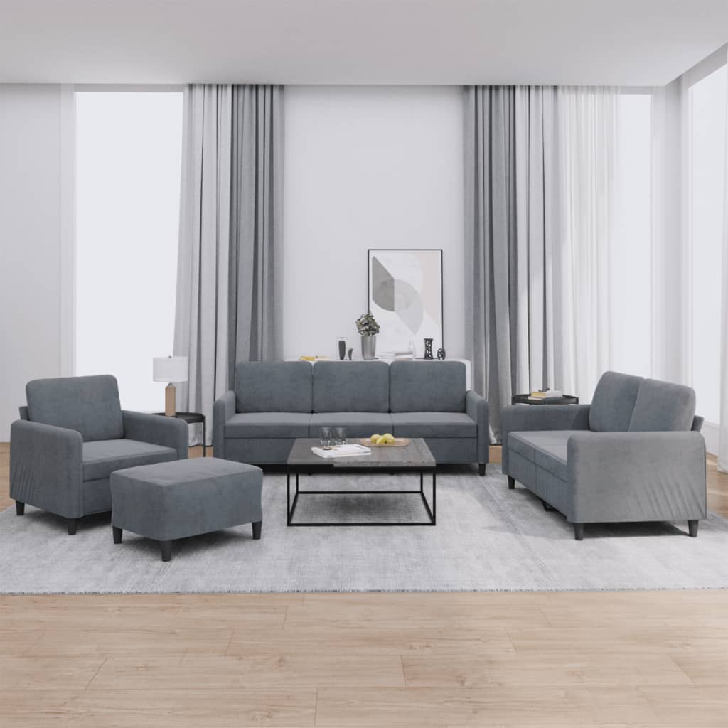 4-delige Loungeset fluweel donkergrijs is nu te koop bij PeponiXL, paradijselijk wonen!