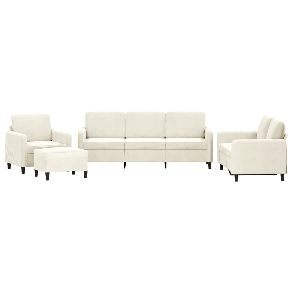 4-delige Loungeset fluweel crèmekleurig is nu te koop bij PeponiXL, paradijselijk wonen!