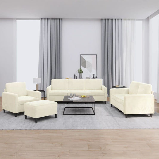 4-delige Loungeset fluweel crèmekleurig is nu te koop bij PeponiXL, paradijselijk wonen!