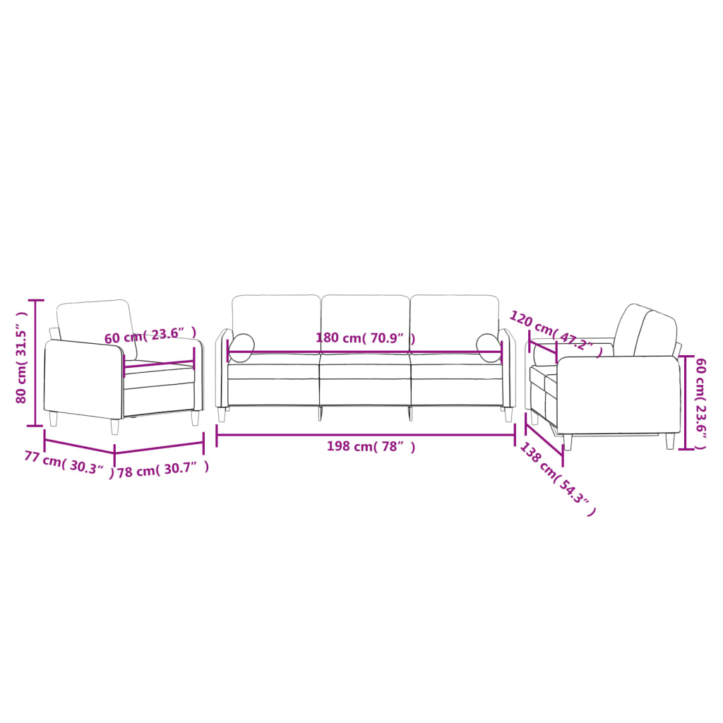 3-delige Loungeset met kussens fluweel lichtgrijs is nu te koop bij PeponiXL, paradijselijk wonen!