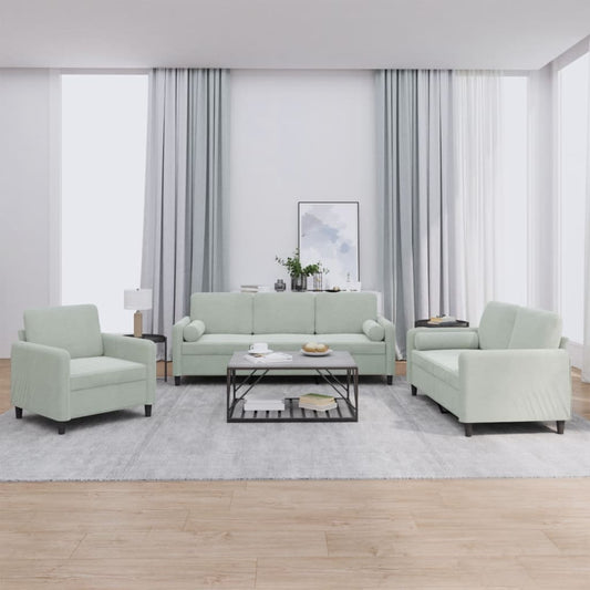 3-delige Loungeset met kussens fluweel lichtgrijs is nu te koop bij PeponiXL, paradijselijk wonen!